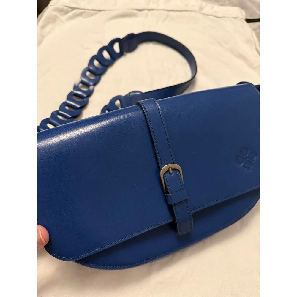 Patricia Nash Vilette Leather Chainlink Shoulder Bag - Cerulean Blue